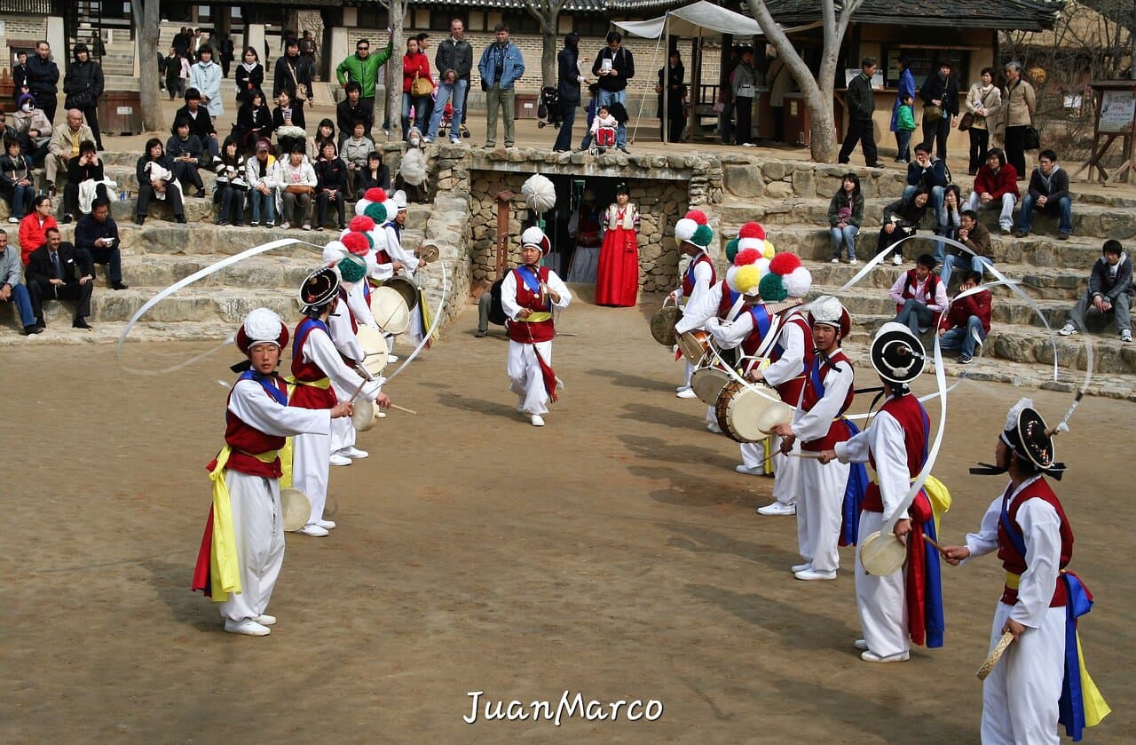 Traditional Korean temple architecture of Seonamsa Temple in Jicheon with pine trees and mountains